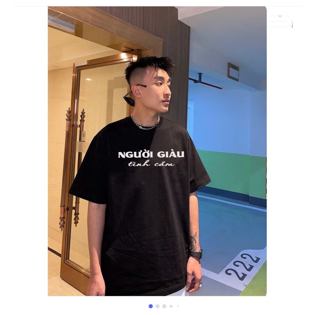 Áo Thun In Chữ NGƯỜI GIÀU TÌNH CẢM RETRO Hài Hước Nam Nữ Cổ Tròn Chất Cotton Mịn Hàng Tốt