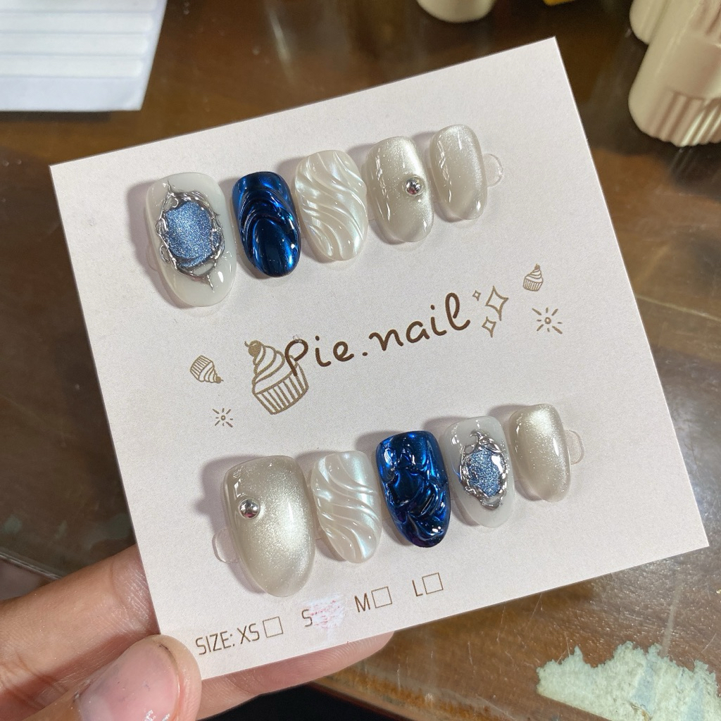 485. nailbox mắt mèo ánh sao, tráng gương xanh đậm deepblue