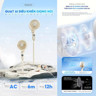 Quạt Điện Cây Masuto Thông Minh AI Điều Khiển Bằng Giọng Nói Quạt Mát Ion Âm Điều Hòa Bổ Sung Oxy