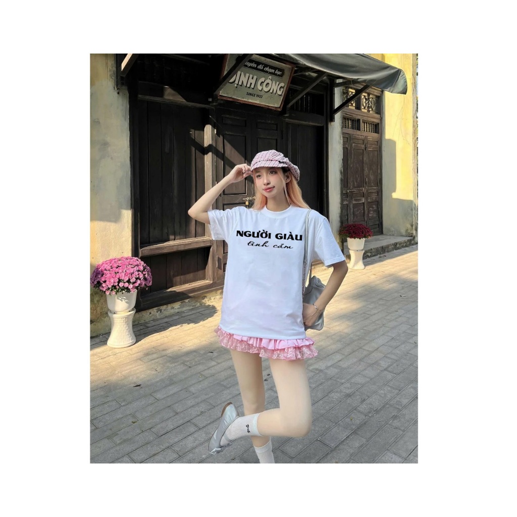 Áo Thun In Chữ NGƯỜI GIÀU TÌNH CẢM RETRO Hài Hước Nam Nữ Cổ Tròn Chất Cotton Mịn Hàng Tốt