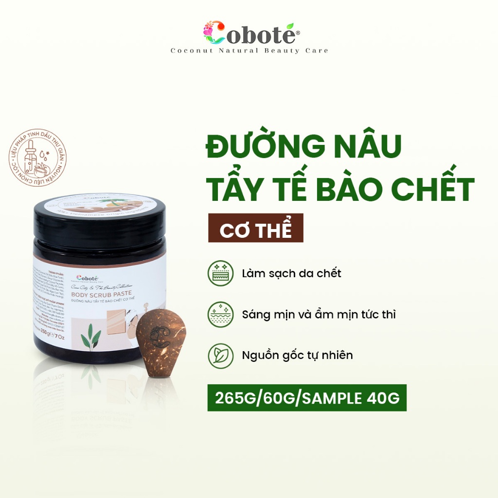Tẩy tế bào chết body đường nâu & dầu dừa tươi cho da mềm mại, tràn đầy sức sống 60g/250g