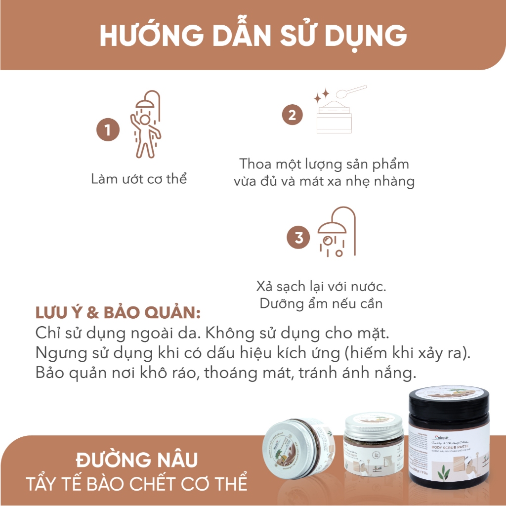 Tẩy tế bào chết body đường nâu & dầu dừa tươi cho da mềm mại, tràn đầy sức sống 60g/250g
