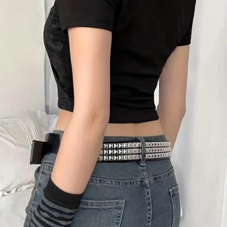Thắt lưng y2k bản rộng đính khoen bạc cá tính, dây nịt da pu Broobelt cho nam nữ bản 3.8cm TL50
