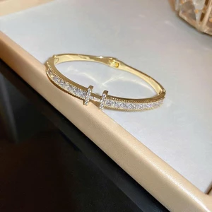 HOLIE Vòng Tay Mạ Vàng 18K Đính Đá Zircon Phong Cách Hàn Quốc