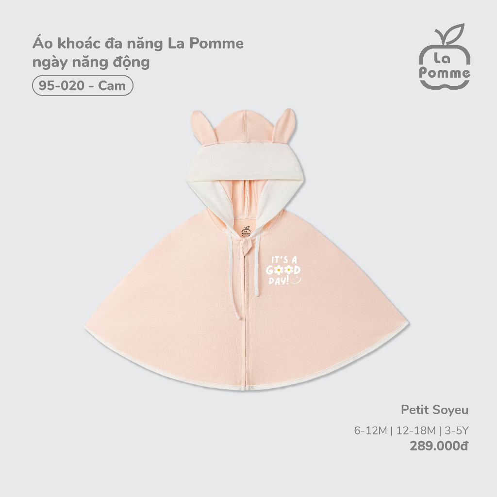 Áo chống nắng/Áo khoác đa năng La Pomme- Bé trai/ bé gái từ 8-20kg - thoáng mát,khoá kéo êm mượt, dễ dàng thao tác-6M-5Y