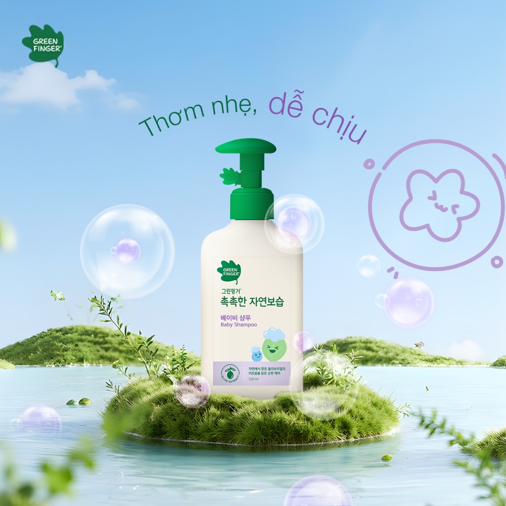 Combo Greenfinger Sáp chống nắng cho bé chống nước Power Shield 18g & dầu gội dưỡng ẩm 320ml