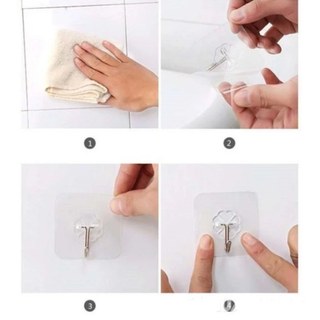 Combo 100 Móc Dán Tường Siêu Dính Chịu Lực – Móc Trong Suốt Nhựa Dẻo Đa Năng Không Cần Khoan Tường