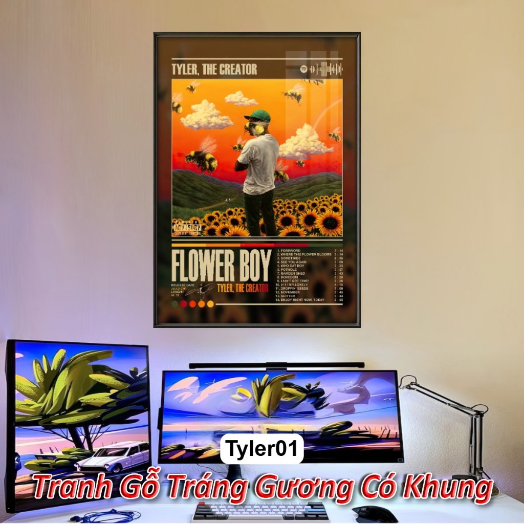 Tranh Album Âm Nhạc của Tyler the Creator Tráng Gương Khung Composite Decor Treo Tường Trang Trí