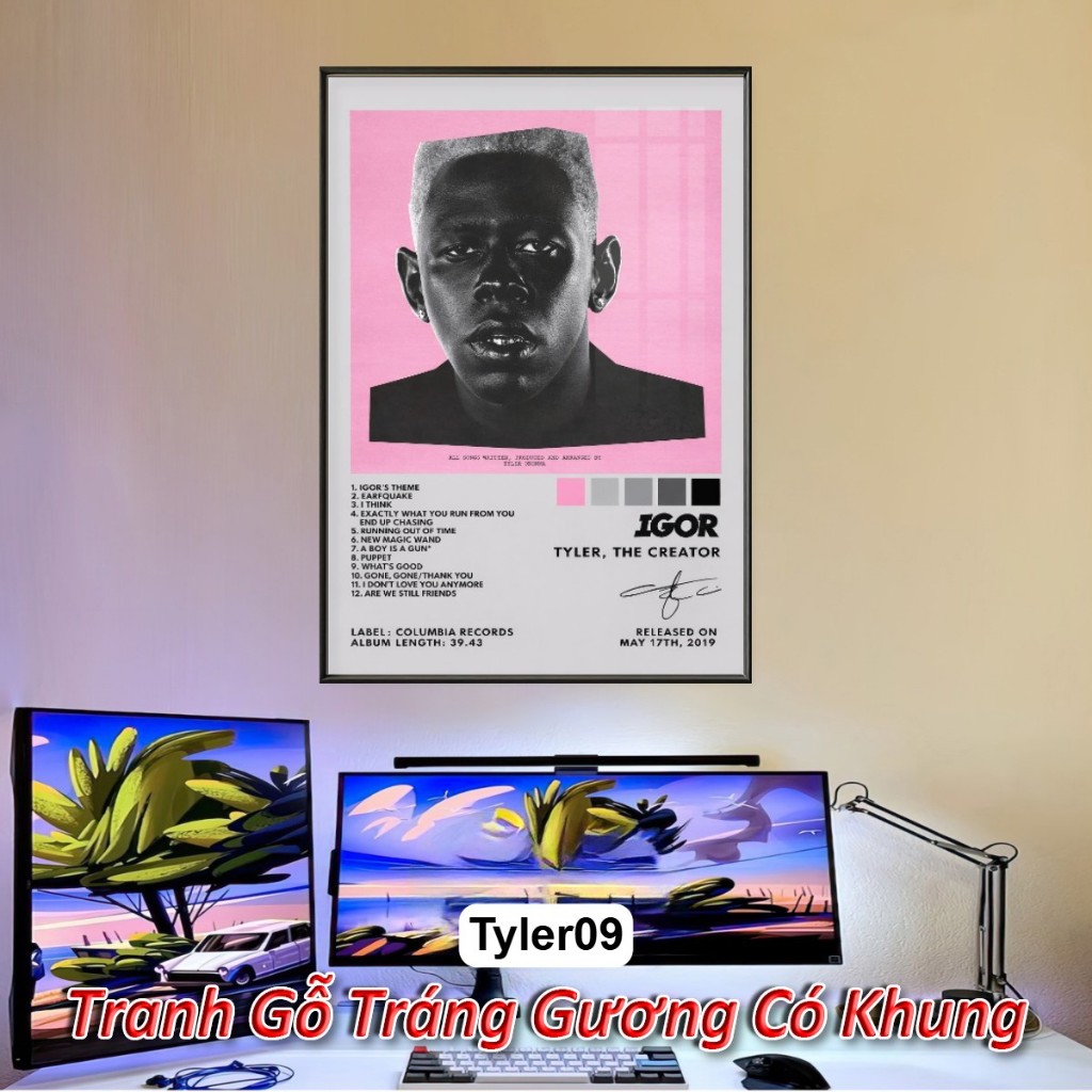 Tranh Album Âm Nhạc của Tyler the Creator Tráng Gương Khung Composite Decor Treo Tường Trang Trí