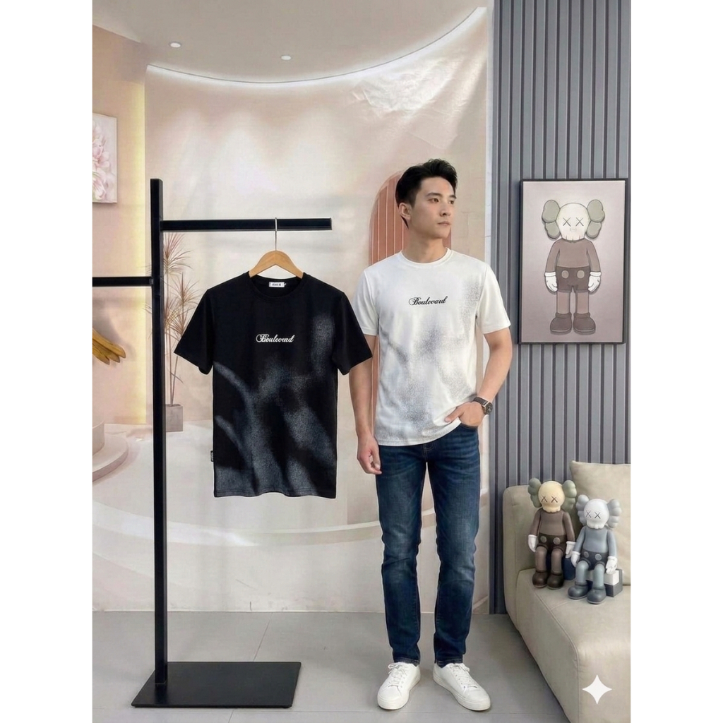 [HKT.35] 45-90kg Áo Phông loang, chữ in, vân mây , vải cotton mịn, co dãn, thoáng mát