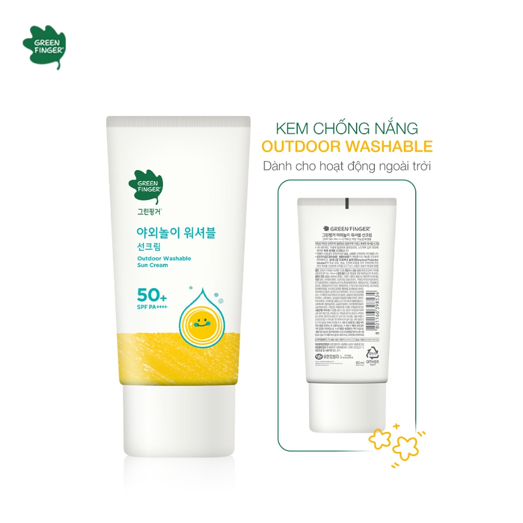 Combo Kem Chống Nắng GreenFinger dạng lăn chống nước 18g và kem chống nắng dễ rửa sạch 80ml SPF50+