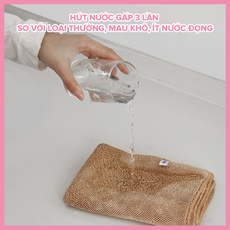 COMBO Khăn lau sàn sợi siêu mảnh MyJae tiện dụng đa năng thấm hút nước tốt, có móc treo 30cm x 42cm