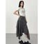 Chân váy caro dáng dài bất đối xứng màu xám phong cách vintage cá tính | KHAO Boutique