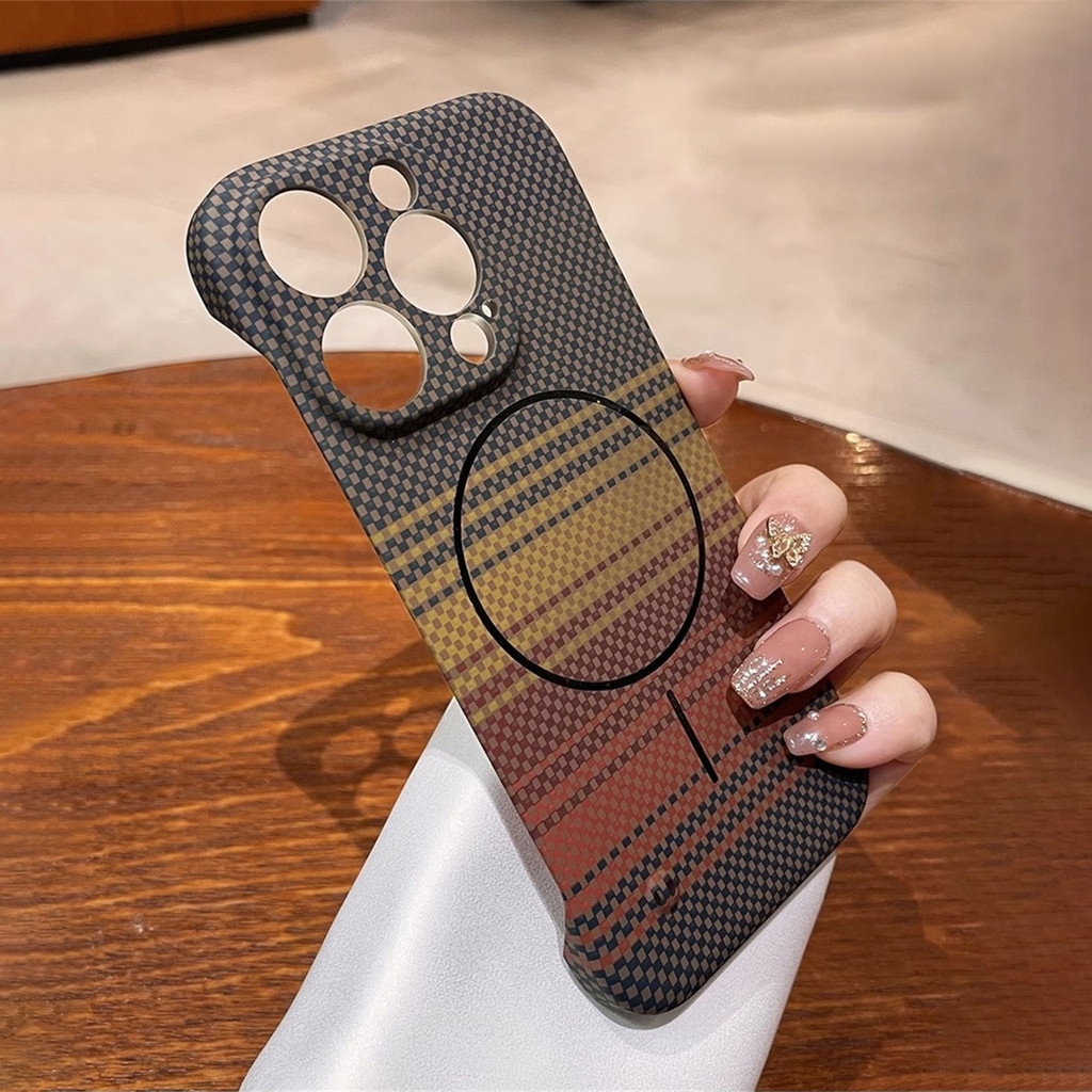 Ốp điện thoại không khung họa tiết sợi Carbon Kevlar sang trọng cho IPhone 11 12 13 14 15 16 Pro Max Vỏ Pc siêu mỏng