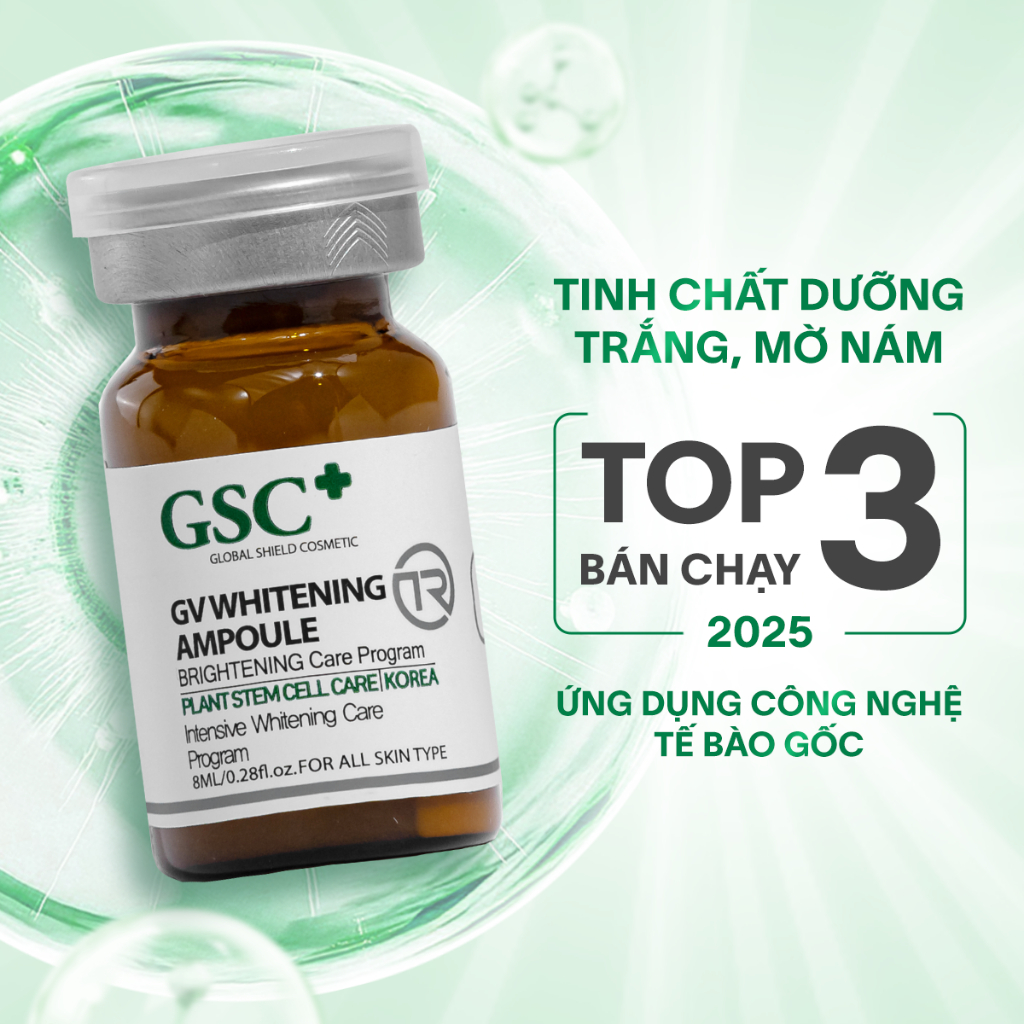 Serum trắng da mờ nám GSC GV Whitening Ampoule từ tế bào gốc thực vật 8ML - GC086A