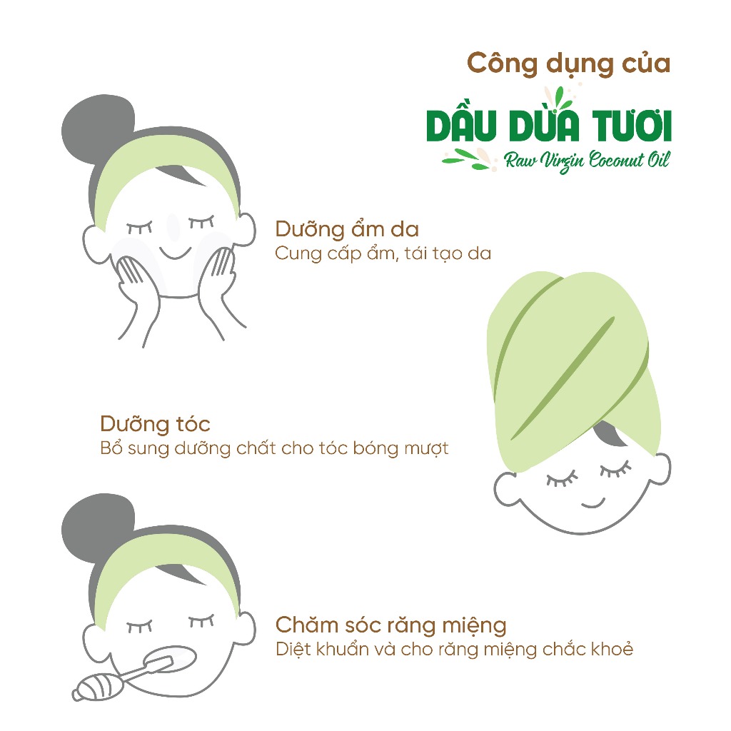 Dầu dừa tươi nguyên chất  dưỡng da, dưỡng tóc, uống trực tiếp chai 50ml/100ml/500ml