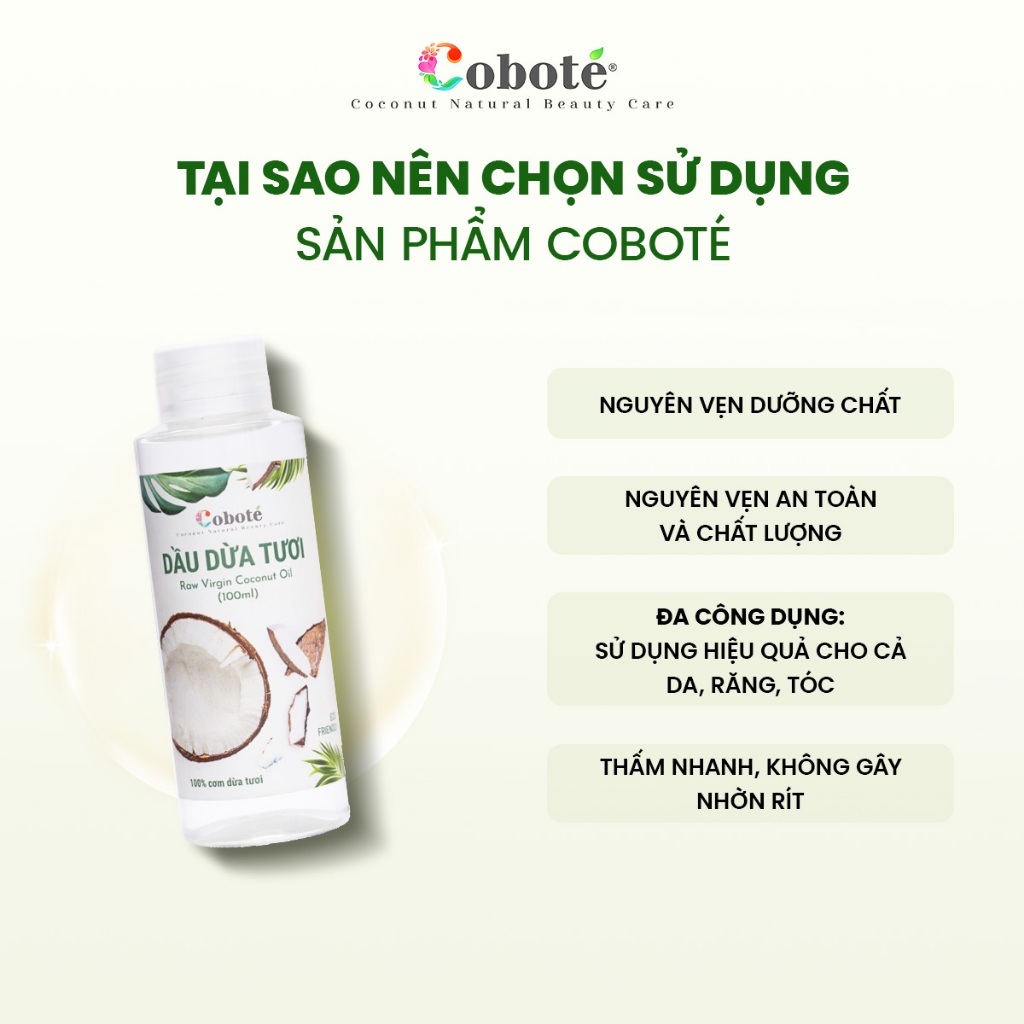 Dầu dừa tươi nguyên chất  dưỡng da, dưỡng tóc, uống trực tiếp chai 50ml/100ml/500ml
