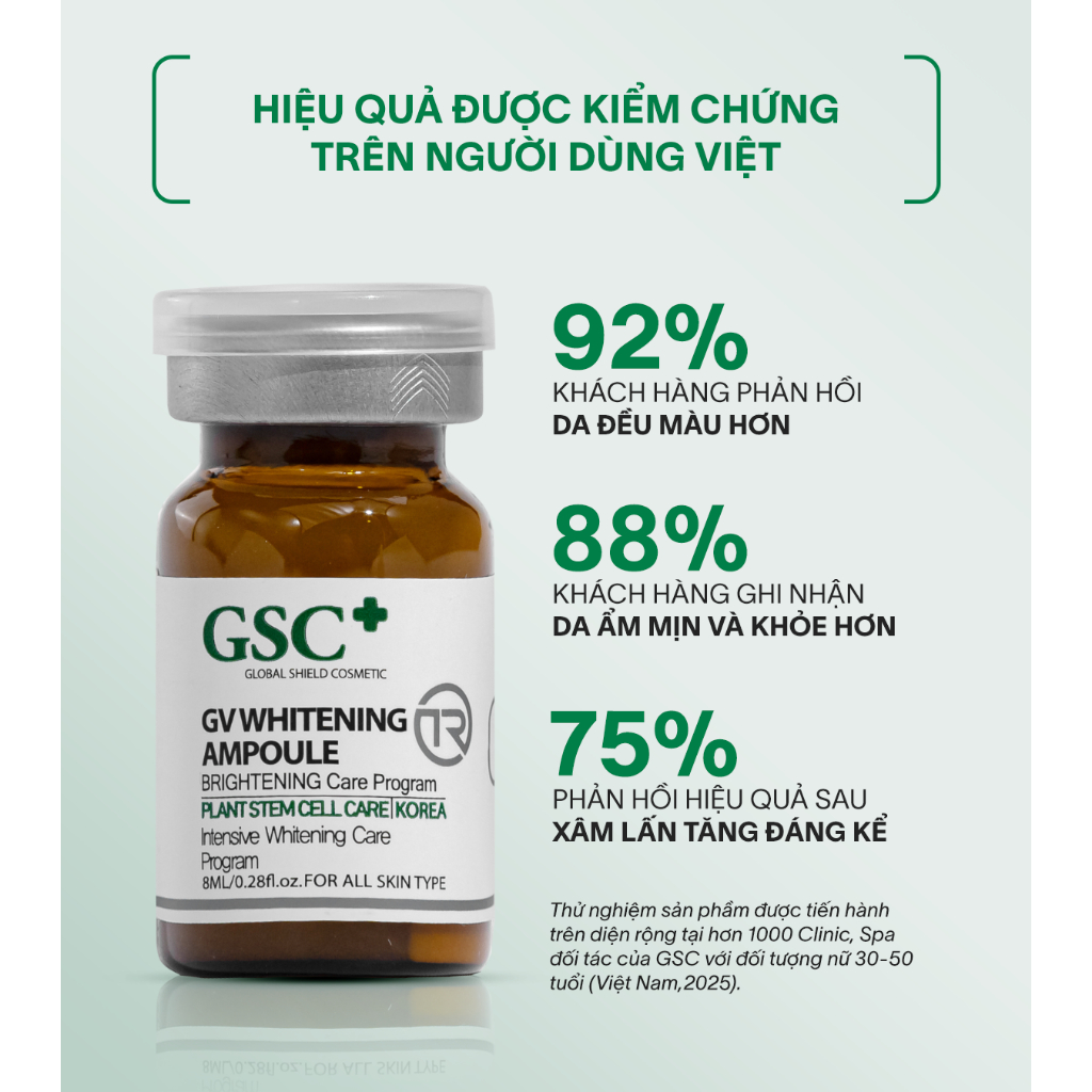 Serum trắng da mờ nám GSC GV Whitening Ampoule từ tế bào gốc thực vật 8ML - GC086A