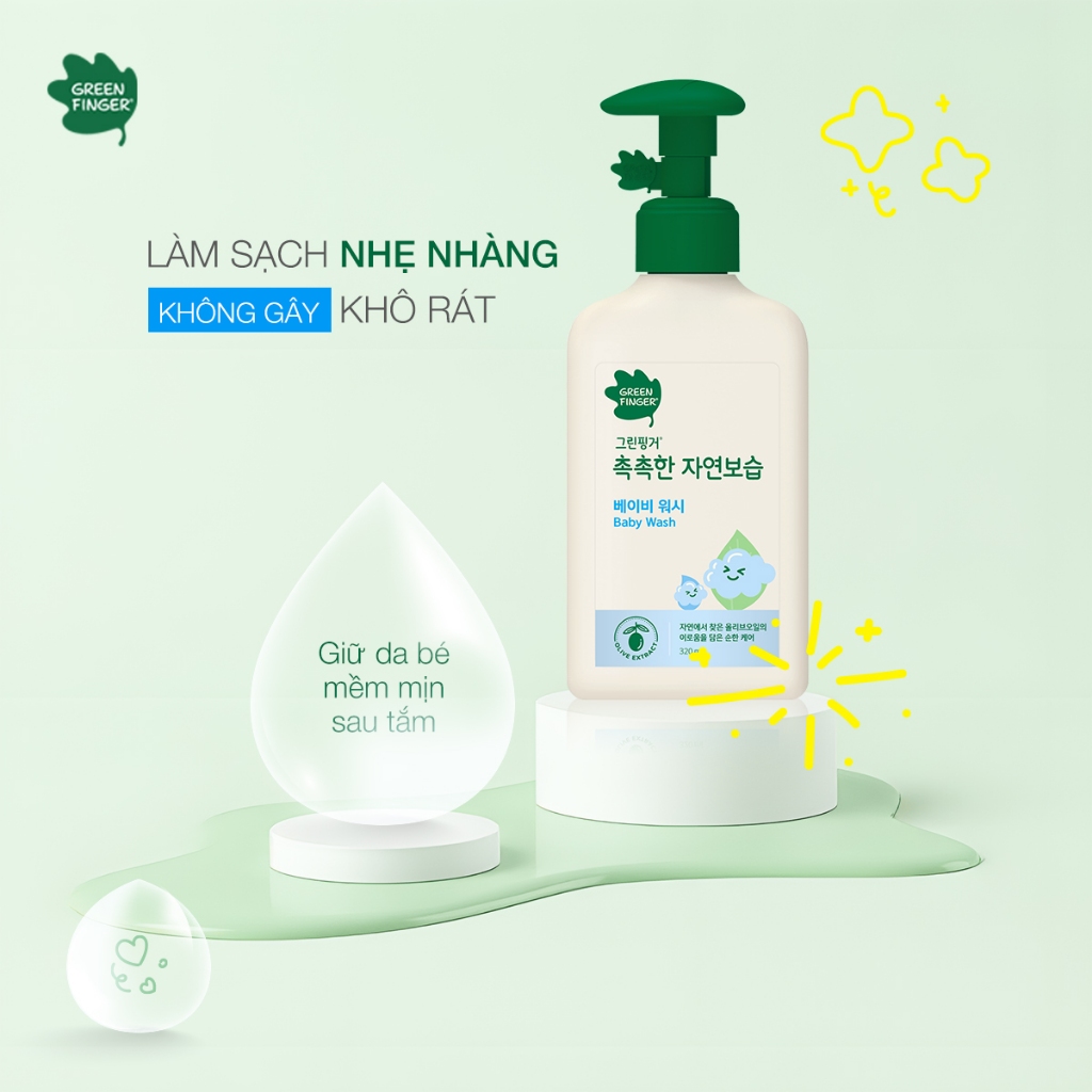 Combo 2 Sữa Tắm Dưỡng Ẩm Cho Bé Greenfinger ChokChok Natural 320ml Nhẹ Dịu, Bảo Vệ Da
