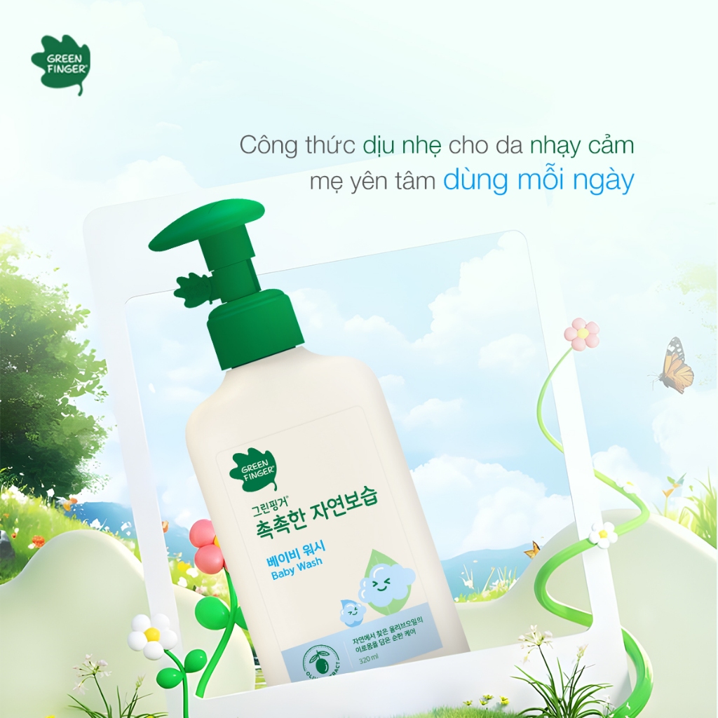 Combo 2 Sữa Tắm Dưỡng Ẩm Cho Bé Greenfinger ChokChok Natural 320ml Nhẹ Dịu, Bảo Vệ Da