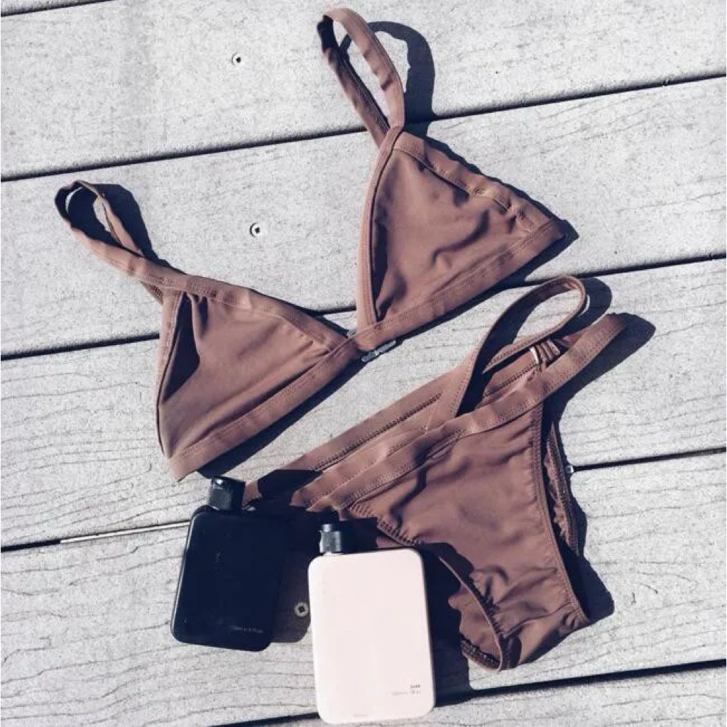Brown Bikini | Đồ Bơi Hai Mảng Dây Chéo Màu Trơn Sexy Quyến Rũ 🧉