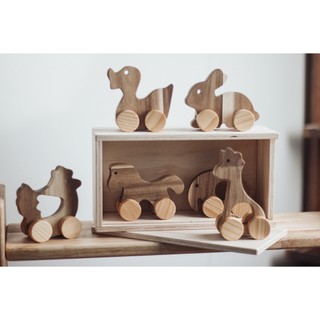Bộ thú BABY ZOO, kèm hộp gỗ, combo đồ chơi Montessori, quà tặng sinh nhật thôi nôi Chàng Trai Gỗ