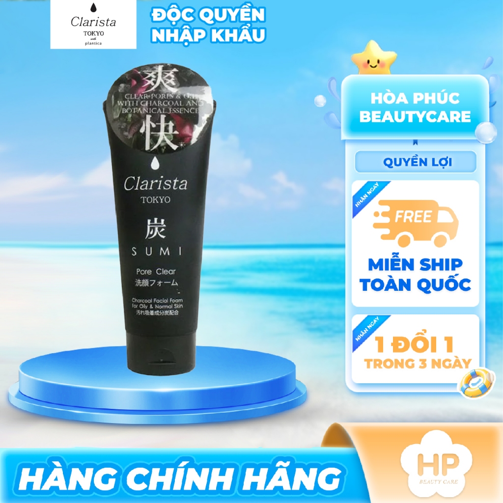 Sữa Rửa Mặt Than Hoạt Tính Giúp Làm Sạch Và Dưỡng Ẩm Da Clarista Tokyo Charcoal Facial Foam (130g)