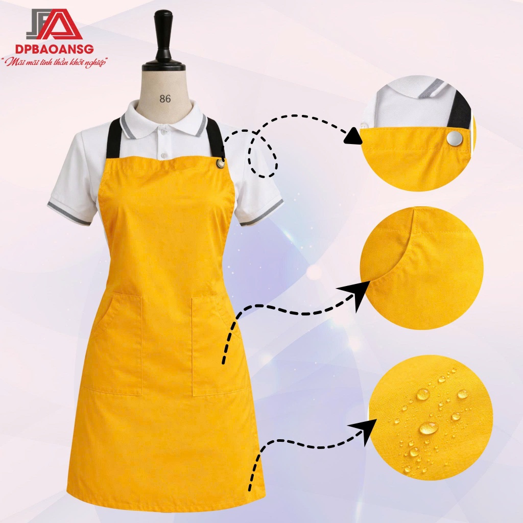 Tạp Dề Nấu Ăn Vải Dù Trượt Nước Đủ Màu Dùng Trong Làm Bếp, Nam/Nữ Phục Vụ