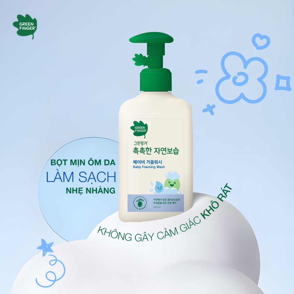 Combo Greenfinger ChokChok chăm sóc da bé – Sữa tắm tạo bọt, dầu gội dưỡng ẩm & lotion dịu nhẹ(bộ 3)
