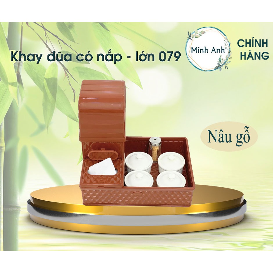 [ XUẤT VAT ]  [Hỏa tốc] Combo 15 cái Khay đũa muỗng TL-079 nâu gỗ
