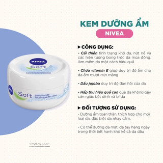 Kem dưỡng ẩm Nivea Soft 200ml Hỗ trợ giảm mờ thâm mềm mịn da