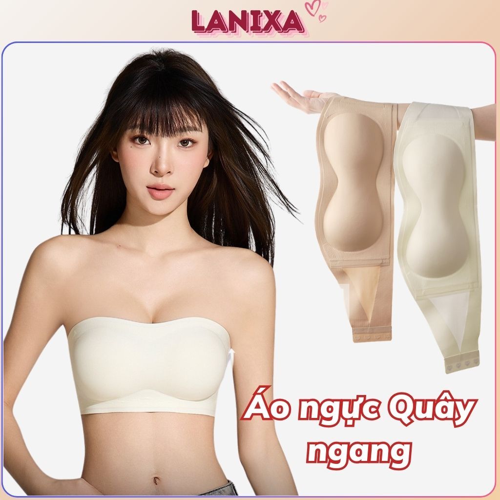 Áo ngực nữ không dây su đúc cao cấp đệm mút mỏng ôm ngực gom quả viền silicon chống tuột LANIXA AG86