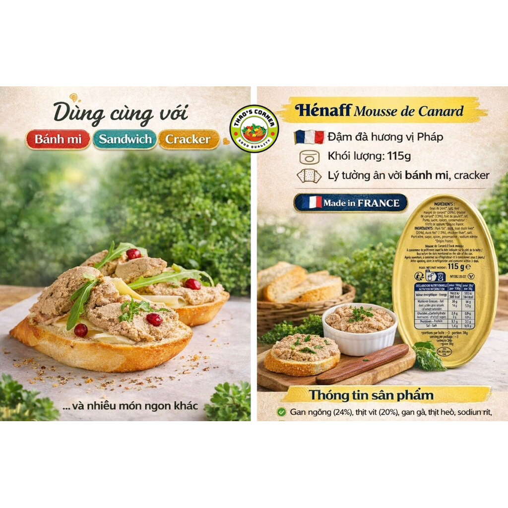 [Date 2029] Pate Gan Ngỗng - Vịt Henaff - Pháp 115g