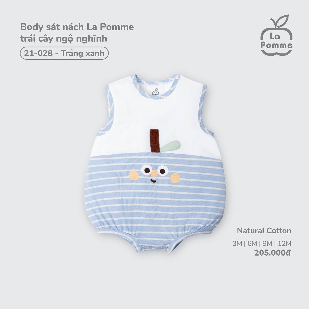 Body sát nách La Pomme trái cây ngộ nghĩnh - Sợi Natural Cotton thoáng mát – Bé trai - 3M - 12M