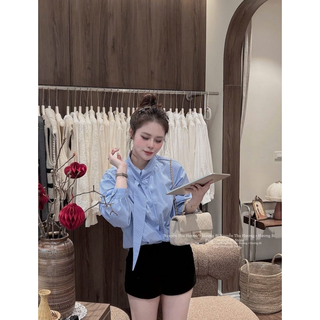 [𝑯𝒂 𝑨𝒏𝒉] Áo Sơ Mi Cổ Nơ Cách Điệu QCL1