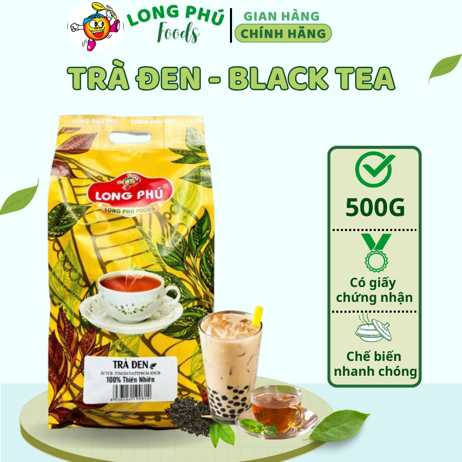 Trà Đen (Black tea) LONG PHÚ Gói 500g - Nguyên Liệu Trà Sữa, Thơm Đậm Vị Trà, Trà Thượng Hạng