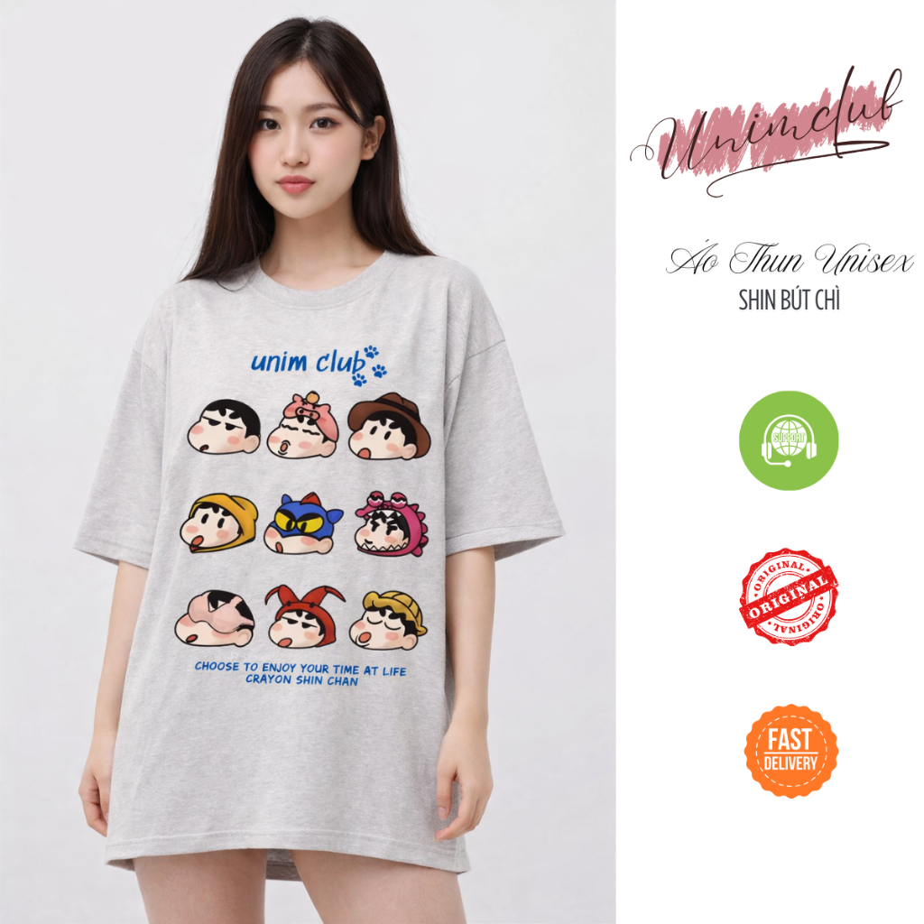 Áo Thun Shin Cầm Kem Kute Đáng Yêu Chất Liệu Cotton Cao Cấp Co Giãn 2 Chiều Hình In Chống Bong Chóc Form Áo Rộng