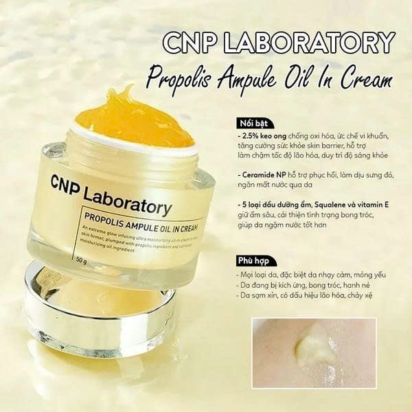 Kem dưỡng ẩm phục hồi và hỗ trợ tái tạo da chiết xuất keo ong CNP Propolis Active Cream 75ml