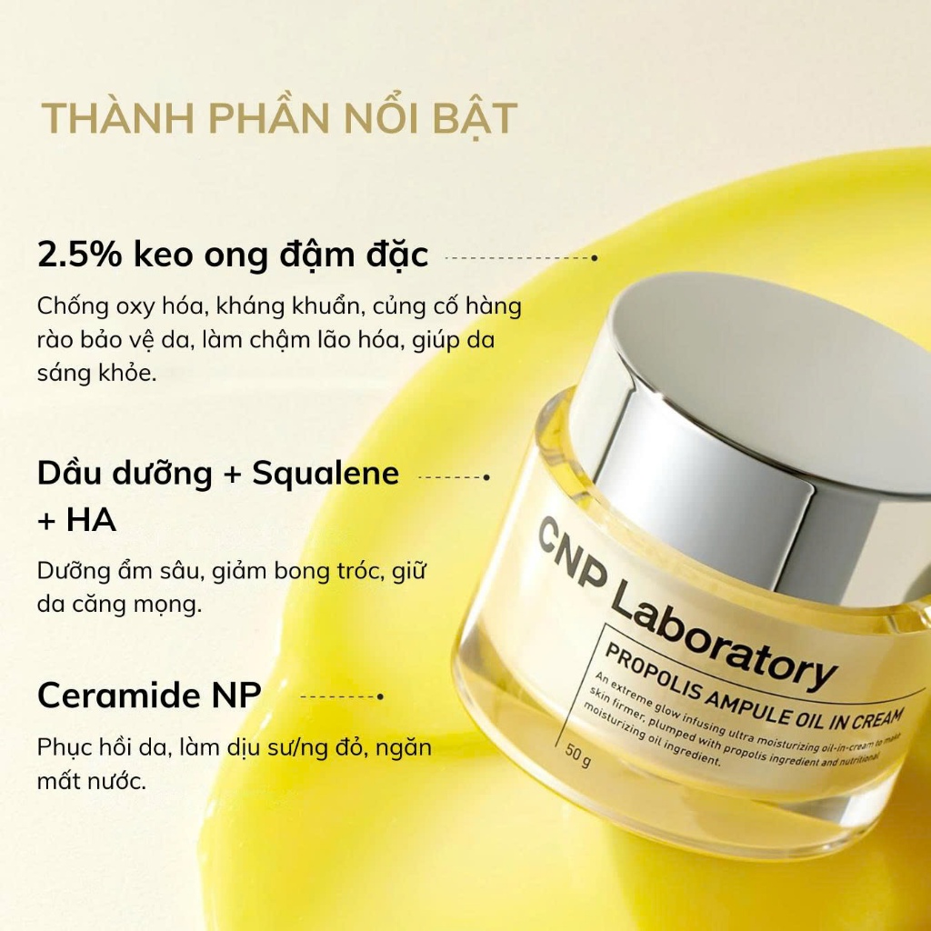 Kem dưỡng ẩm phục hồi và hỗ trợ tái tạo da chiết xuất keo ong CNP Propolis Active Cream 75ml