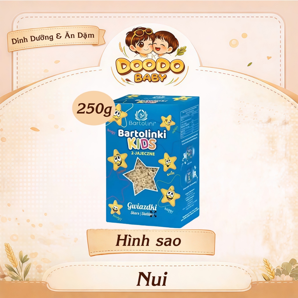 Nui Hữu Cơ Hình Sao/ Chữ Số Bartolini Cho Bé Ăn Dặm (250g)