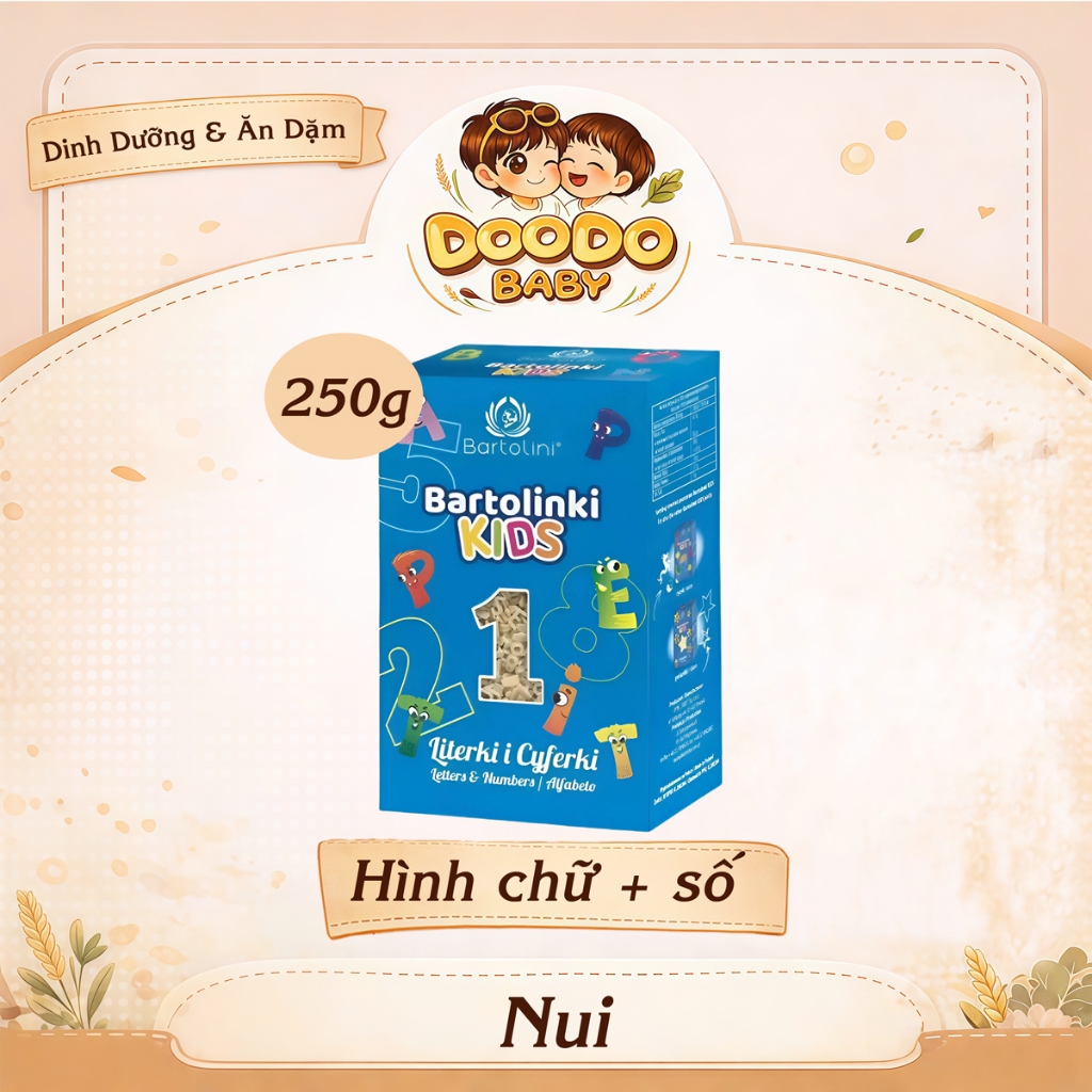 Nui Hữu Cơ Hình Sao/ Chữ Số Bartolini Cho Bé Ăn Dặm (250g)