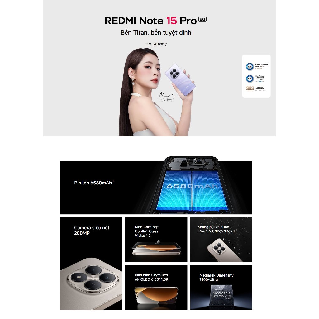 Điện Thoại Xiaomi Redmi Note 15 Pro 5G 8GB 256GB Chính Hãng BH 18 Tháng | BigBuy360 - bigbuy360.vn