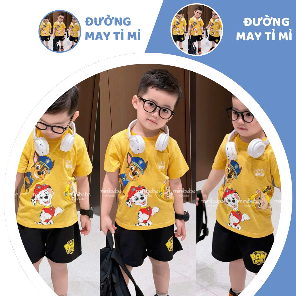 [À ƠI SHOP] E53- bộ cộc áo vàng chó đang cười - a117.1790