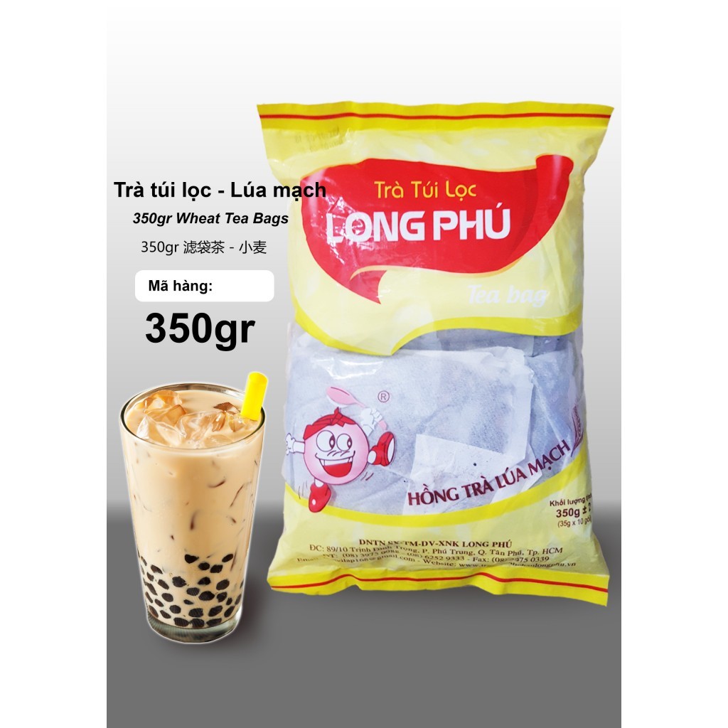 Hồng Trà Lúa Mạch LONG PHÚ gói 350gr (35gr*10) - Nguyên Liệu Trà Sữa, Vị Đậm Đà, Lưu Hương Lâu