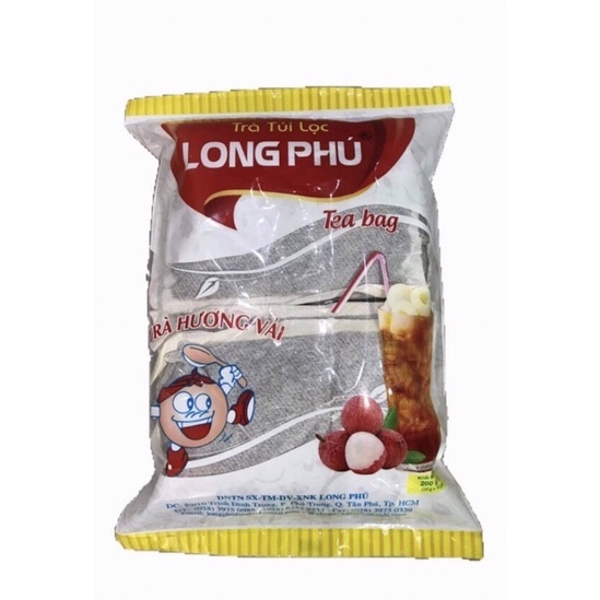 Trà Vải Túi Lọc LONG PHÚ Gói 200gr (20gr * 10 túi) - Đậm Vị, Thơm Lâu, Nguyên Liệu Trà Sữa, Trà Trái Cây