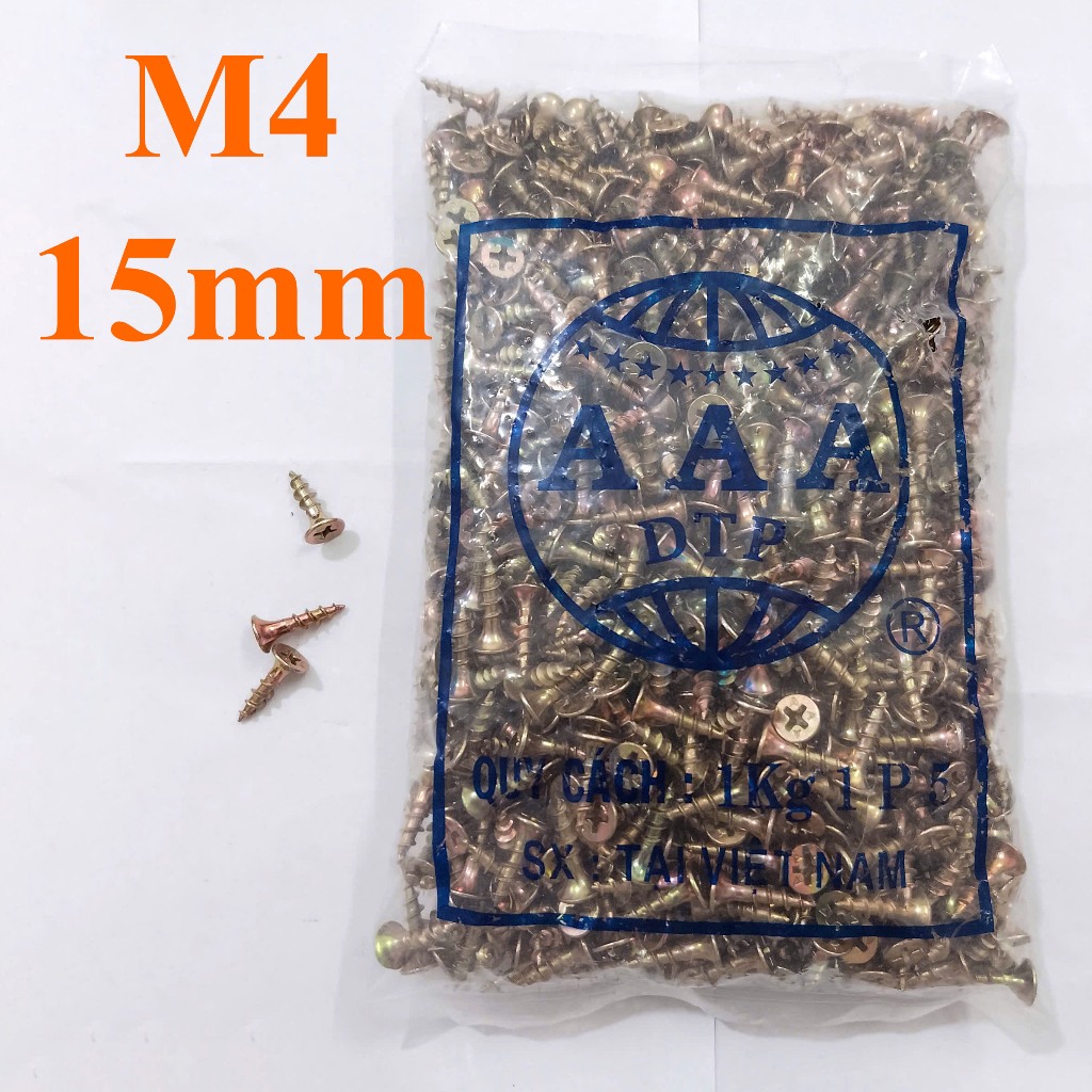Vít gỗ vàng ren thưa M4 15mm 20mm 25mm 30mm 40mm 50mm 60mm 70mm AAA DTP ...