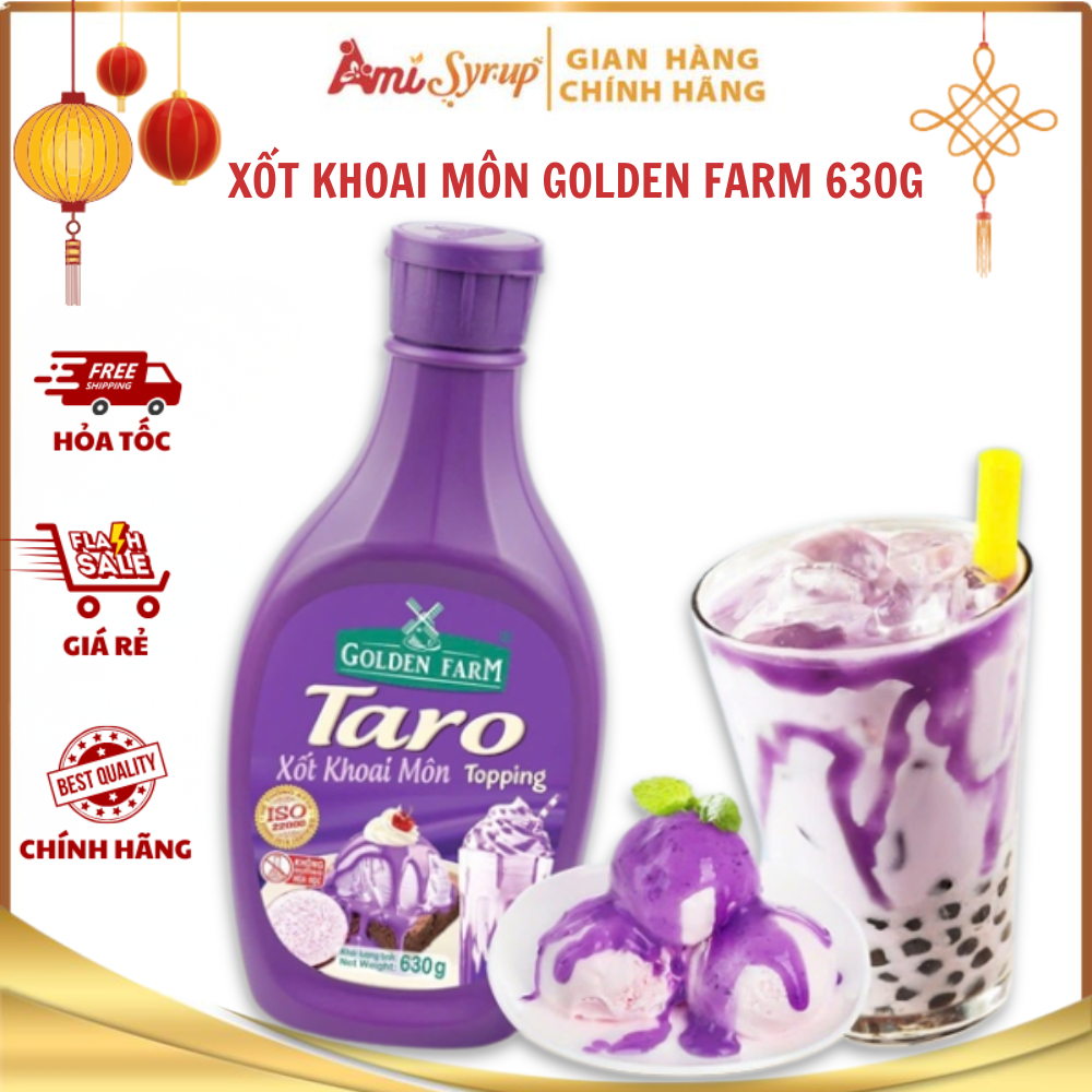 Sốt Khoai Môn Golden Farm 630g, Xốt Topping Thơm Béo Vị Khoai Môn Đậm Vị, Làm Kem Trà Sữa Và Sinh Tố