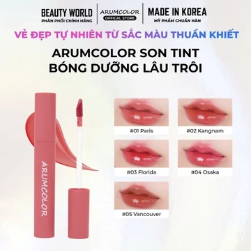 [KOL] Son Tint Bóng Arumcolor Water Long Lasting Tint Trang Điểm Môi Hỗ Trợ Dưỡng Ẩm Mềm Môi 4g