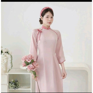 Áo dài lụa Ngọc Tay Lỡ phối nơ cổ và tay cách điệu - Áo dài duyên dáng, thướt tha, sang trọng - Áo dài Phương Linh