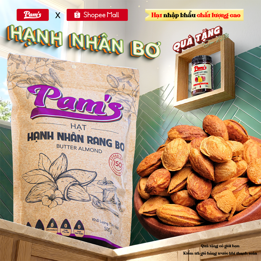 Hạnh Nhân Mỹ Rang Bơ Pams Hạt Hạnh Nhân Giòn Thơm, Béo Bùi Vị Bơ, Thích Hợp Ăn Giảm Cân